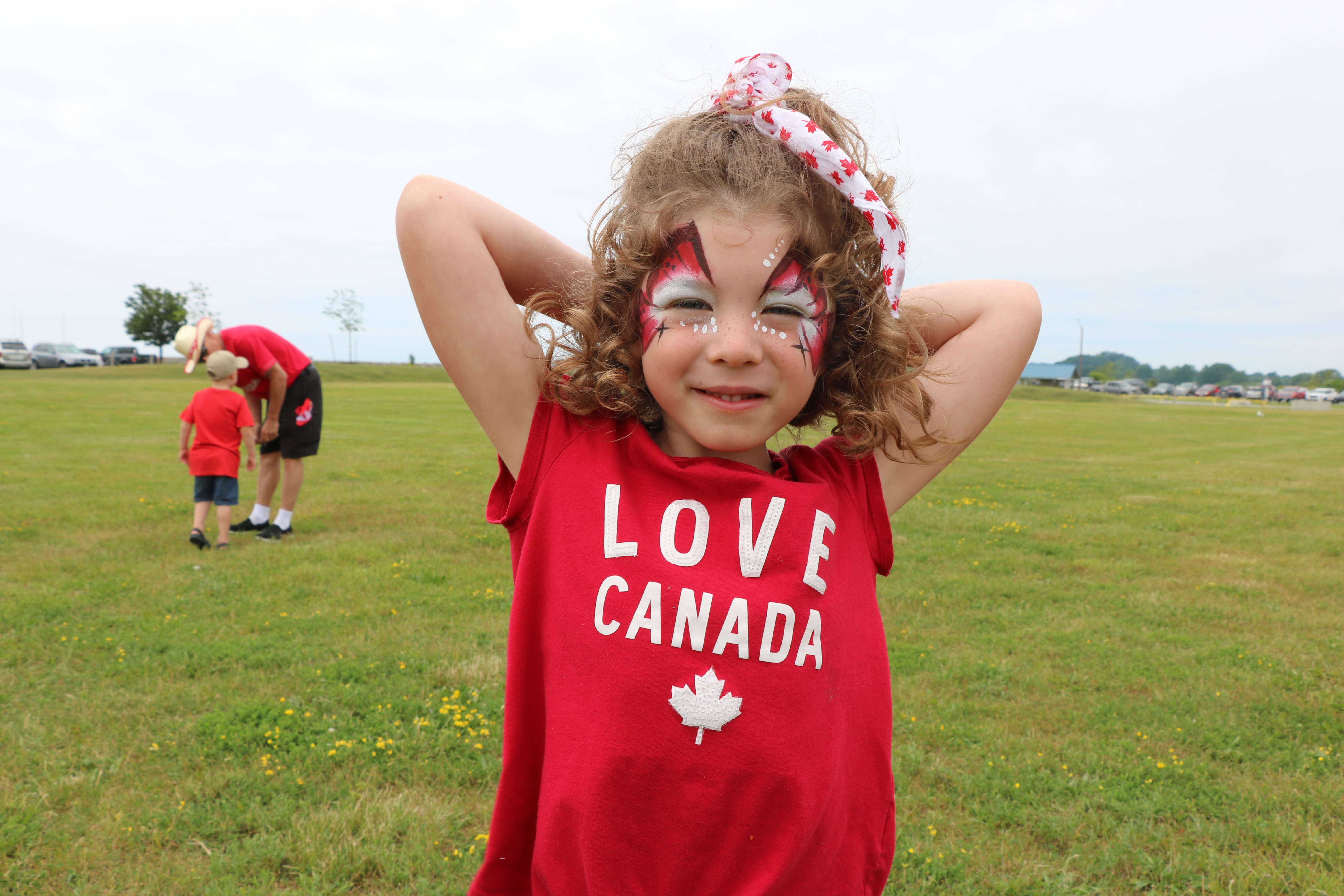 Young girl wearing Canada Day shirt
